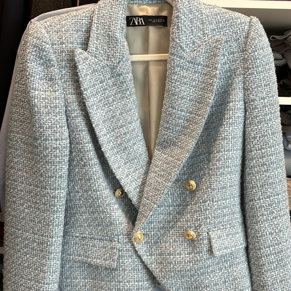 Zara gold button boucle jacket! Blues - Picture 1 of 4